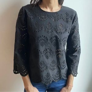 Massimo Dutti black eyelet top